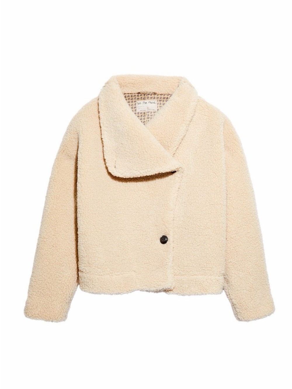 Free People Cream Teddy Button-Front Jacket